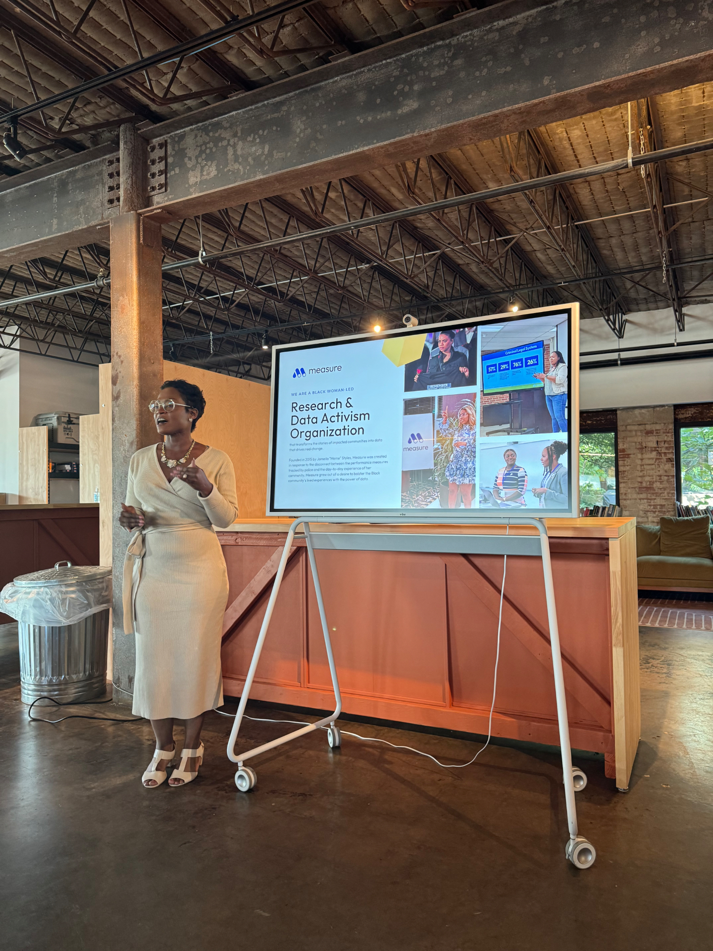 Measure team member presenting on Black women–led research and data activism